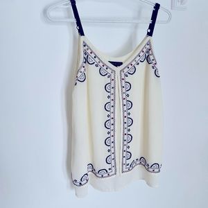 Embroidered flowy tank top